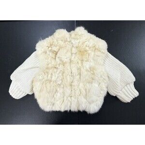 Vintage Caravelle Cream Real Rabbit Fur Coat Kids Sz 2 Removable Arms luxurious!